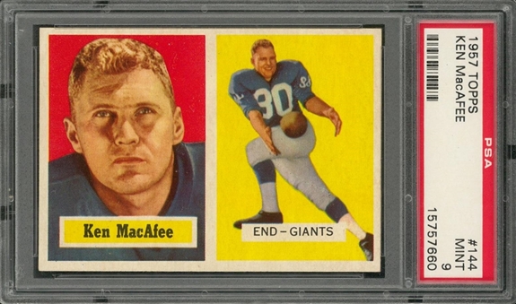 1957 Topps Football #144 Ken MacAfee – PSA MINT 9